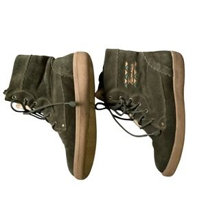 Tecnica Vintage Olive Green Suede Lace Up Ankle Boots Made in Italy Women 37